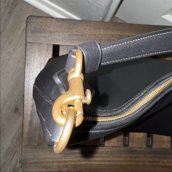 Coach Black Leather Shoulder Bag with Gold Accents - Picture 6 of 10